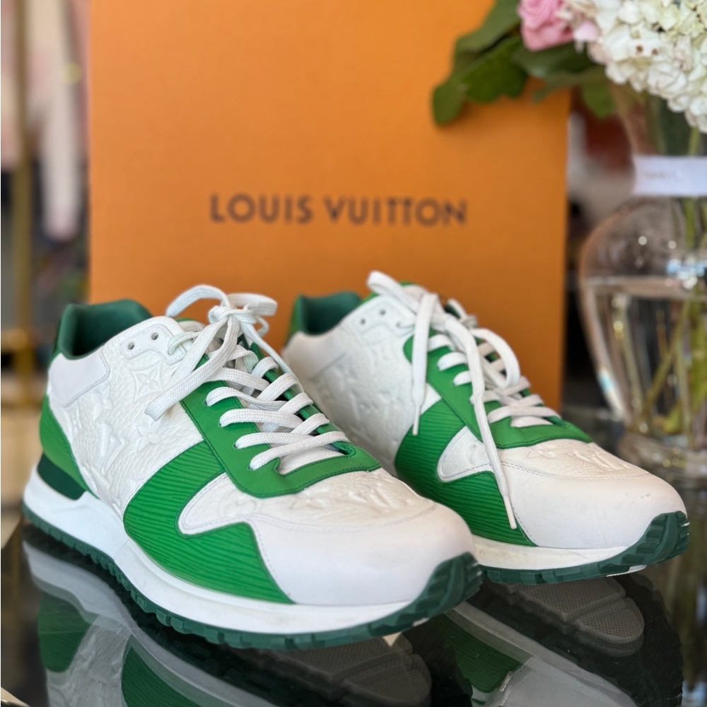 Louis Vuitton Green and White Sneakers Luxurious Style